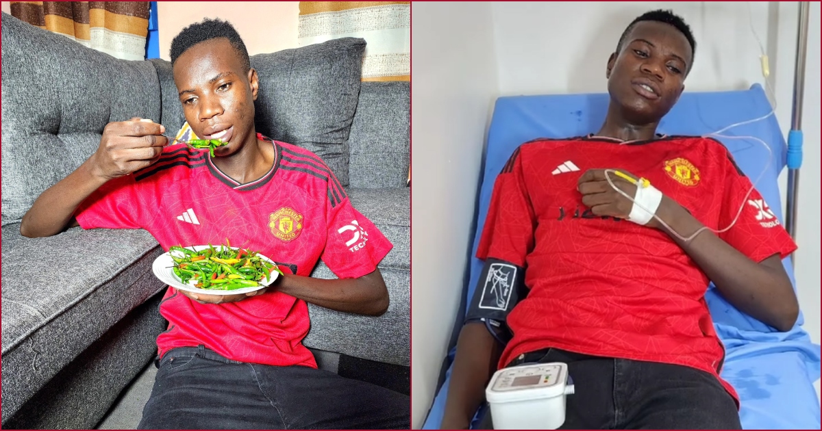 Comedian KK Mwenyewe was admitted to a hospital after eating raw chillies.
